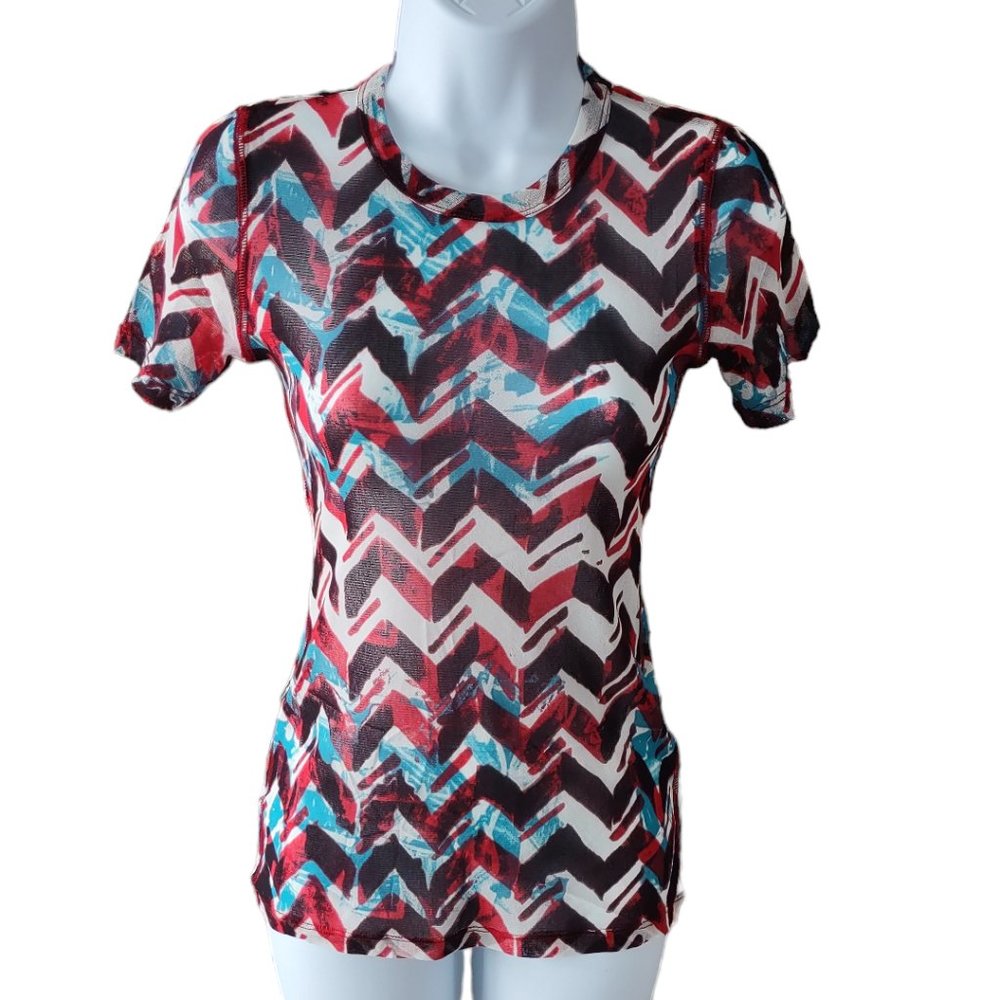 Karen Kane Chevron Sheer Netting Dressy Top Size S